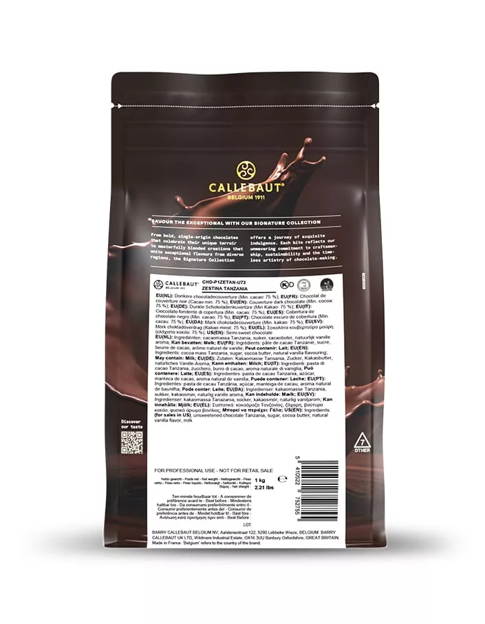Шоколад темный Tanzania Signature Collection 75% Callebaut (1 кг)