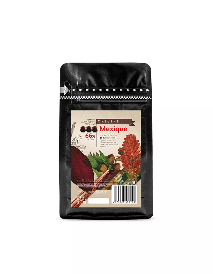 Шоколад темный Mexico 66% Cacao Barry (0,2 кг)