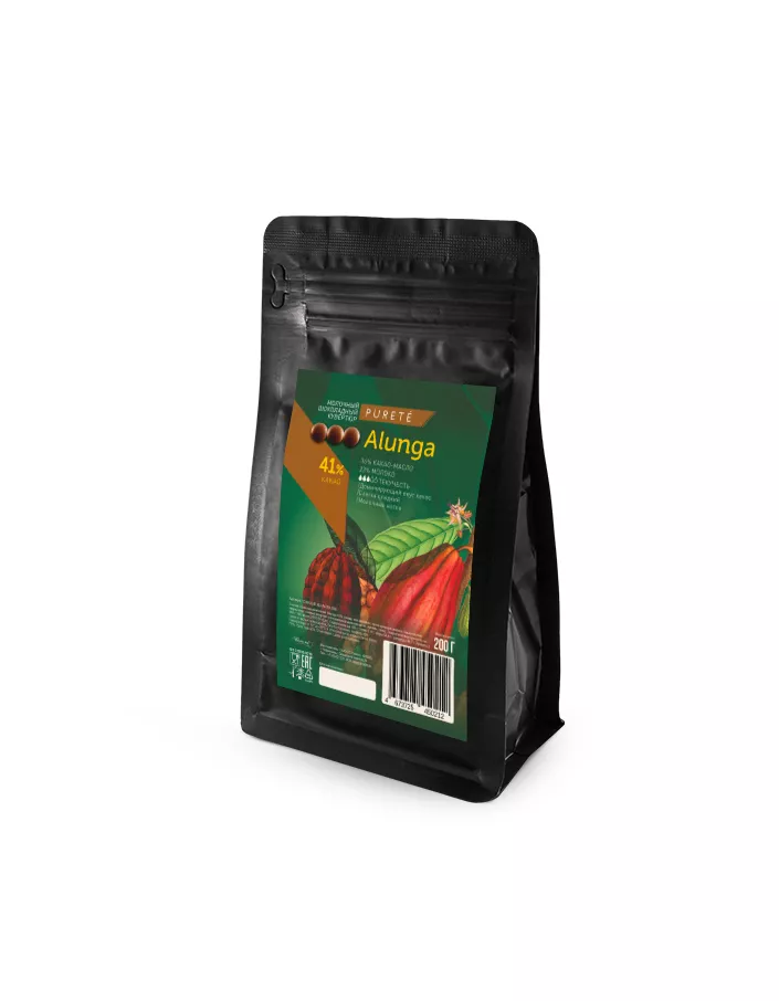Шоколад молочный Alunga 41% Cacao Barry (0,2 кг)