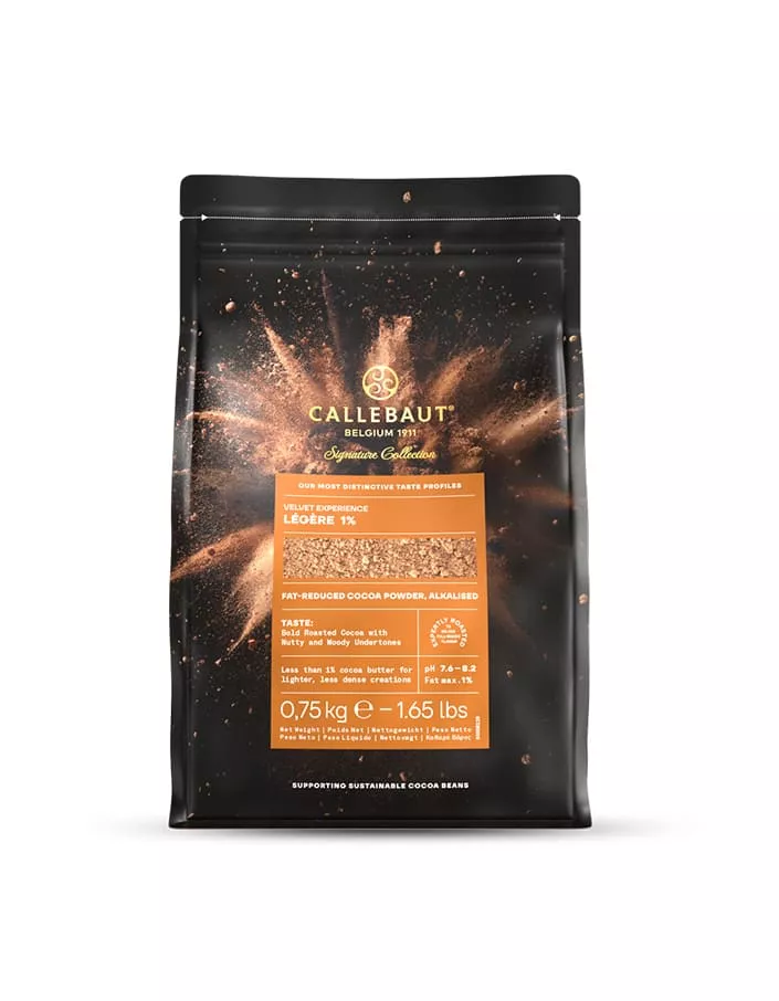 Обезжиренный какао порошок LEGERE 1% Callebaut (0,75 кг)