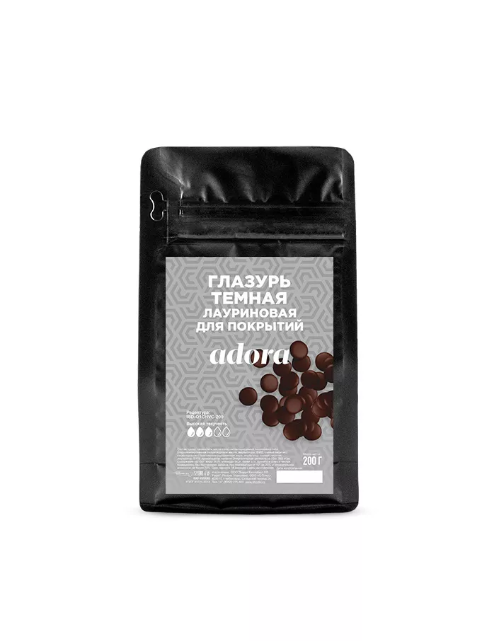 Глазурь темная лауриновая для покрытий Chocovic Adora (0,2 кг)