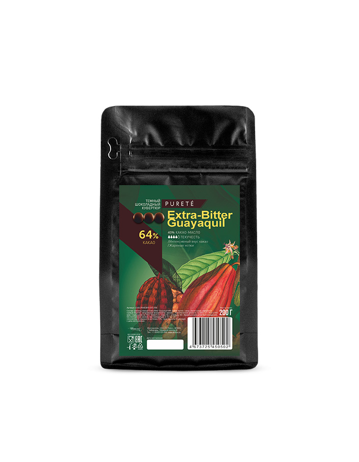 Шоколад темный Extra-Bitter Guayaquil 64% Cacao Barry (0,2 кг)