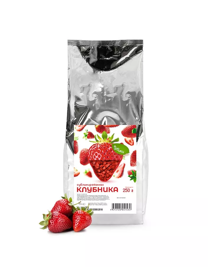 Клубника сублимированная кубики 5 мм 250 г