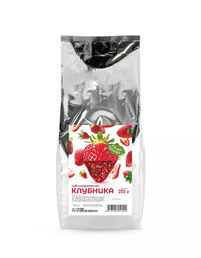 Клубника сублимированная кусочки 6*6 мм 250 г